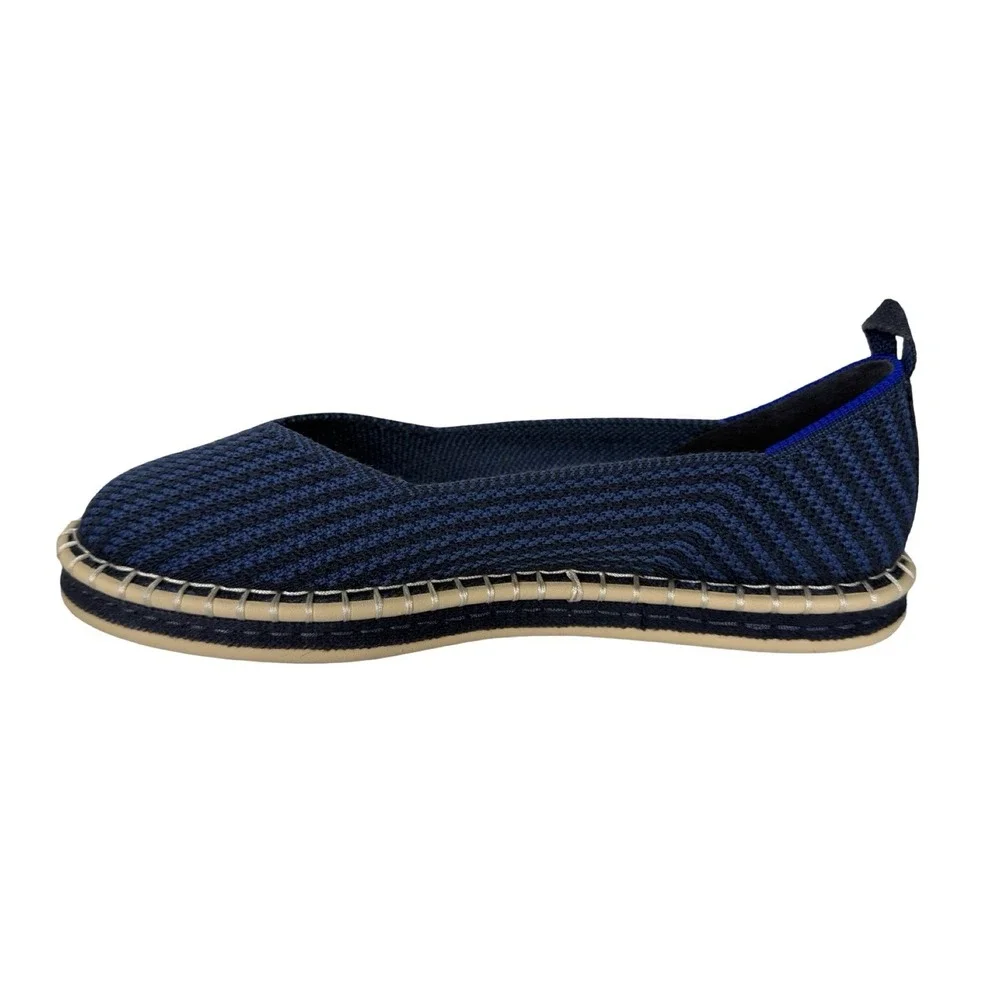 Rothys The Espadrille Navy Blue Knit Slip On Flats Womens 8.5 Shoes 186 006
